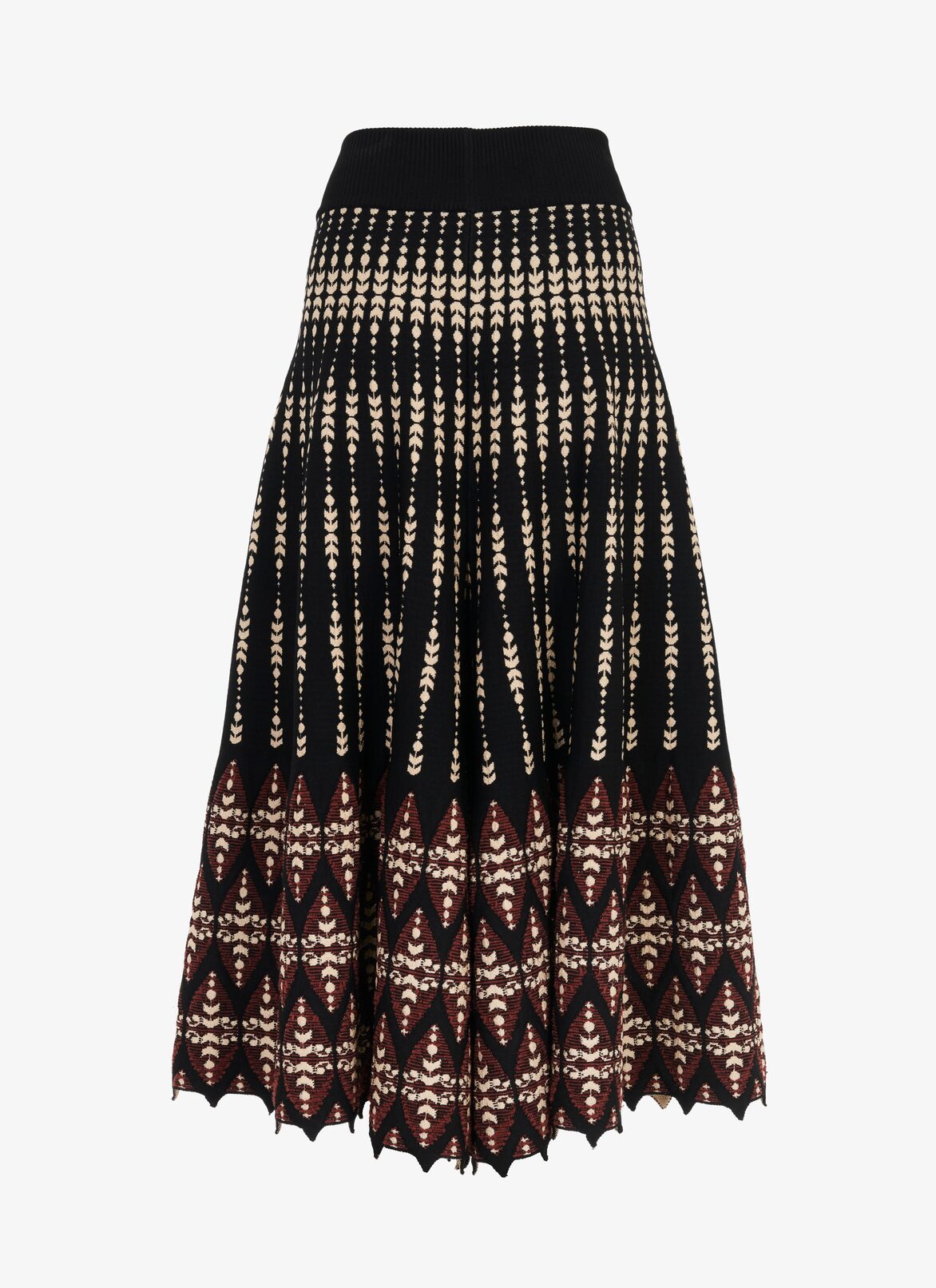 Jacquard knit culottes ALAÏA BLACK/GARNET JACQUARD KNIT CULOTTES